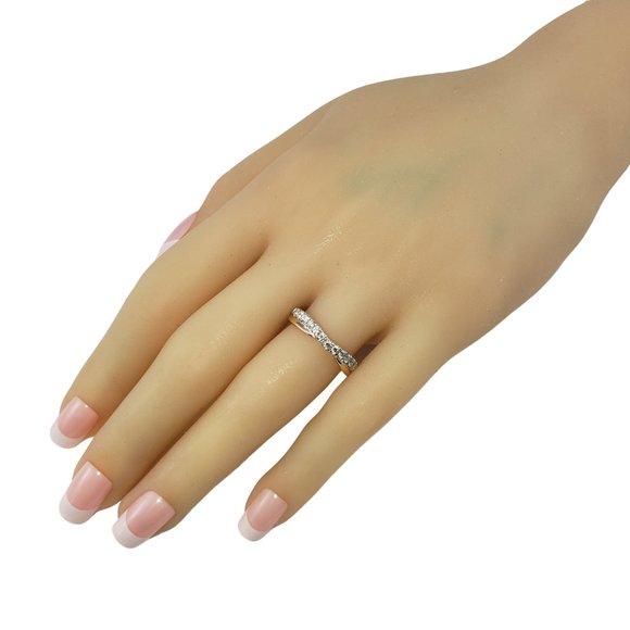 Vintage 14 Karat White/Yellow Gold Diamond Band Ring Size 6.25 #10149 - Picture 7 of 8